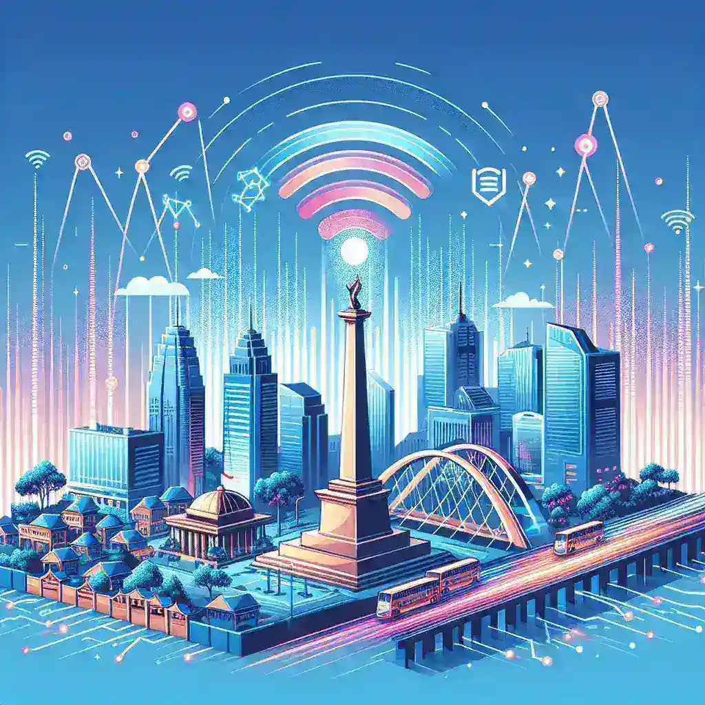 "Infraestructura de internet de MyRepublic en Surabaya, mostrando la expansión de servicios de internet fijo para mejorar la conectividad en la región."